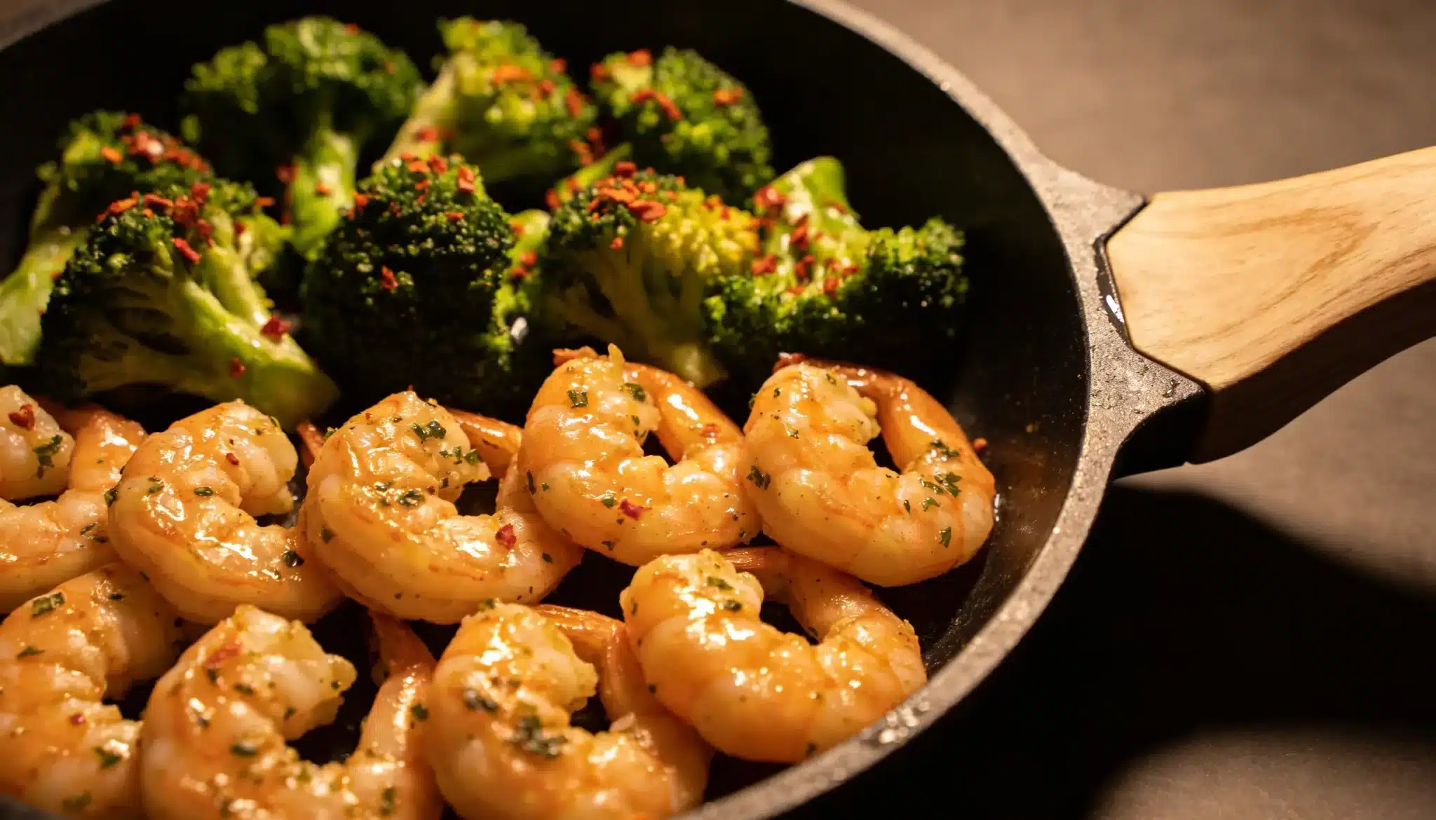 freepik overhead closeup of black skillet with shrimp in l 24613