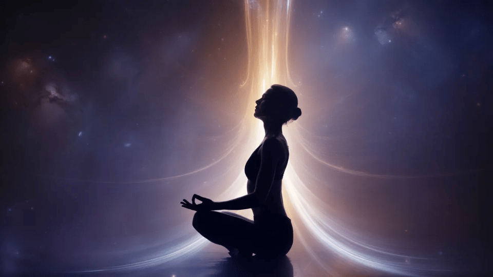 a person meditating with a clear visual flow of them engaging in kriya and activating their strengths