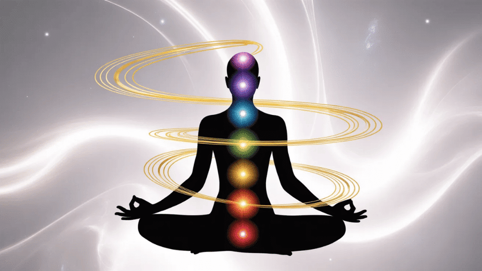 a person meditating with a clear visual flow of them engaging in kundalini meditation