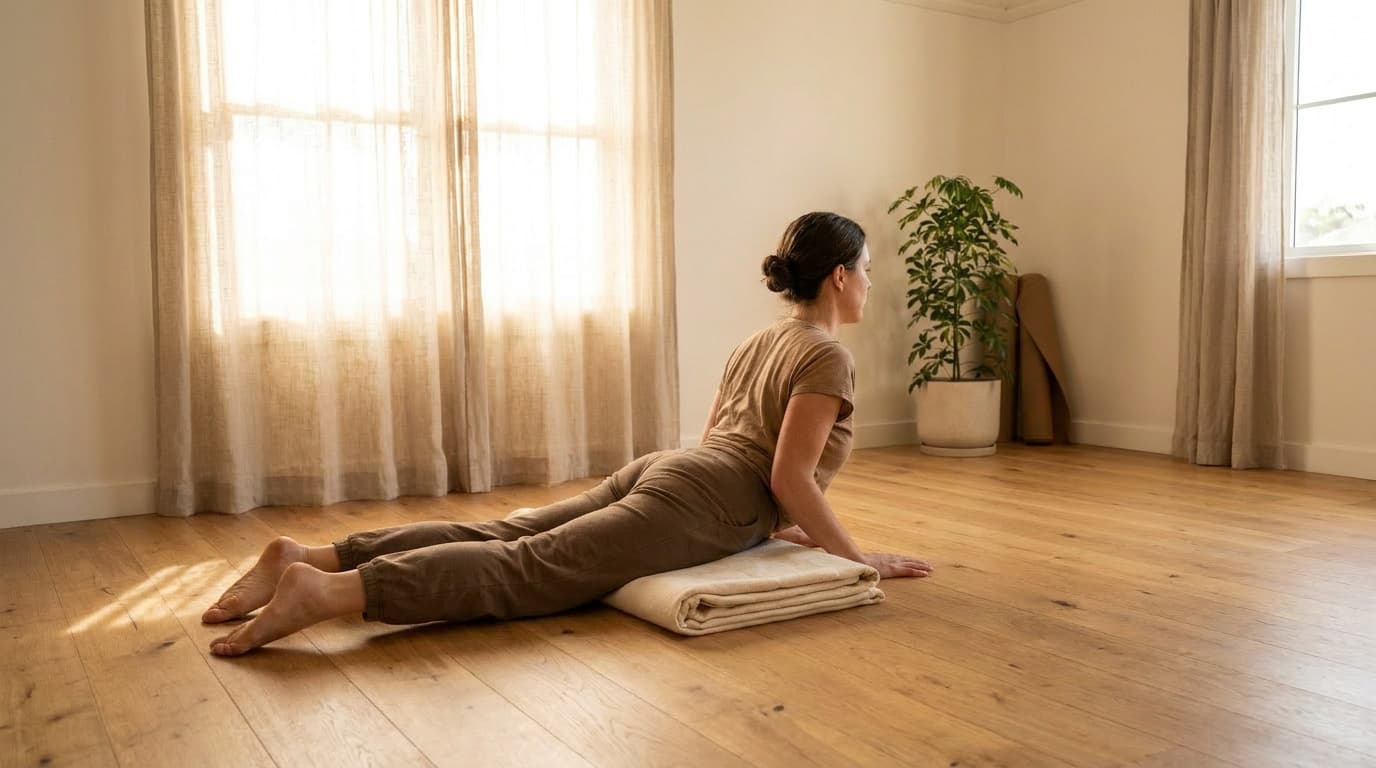 baby cobra blanket support gentle backbend comfort yoga pose supported spine