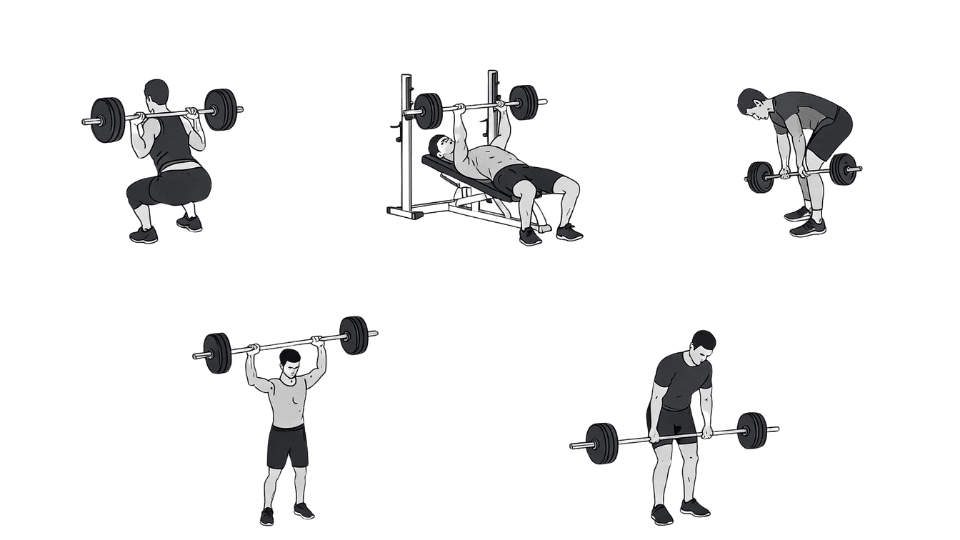 representation of a 4-day upperlower split workout diving 4 days into 2 days upper body and 2 days lower body exercises