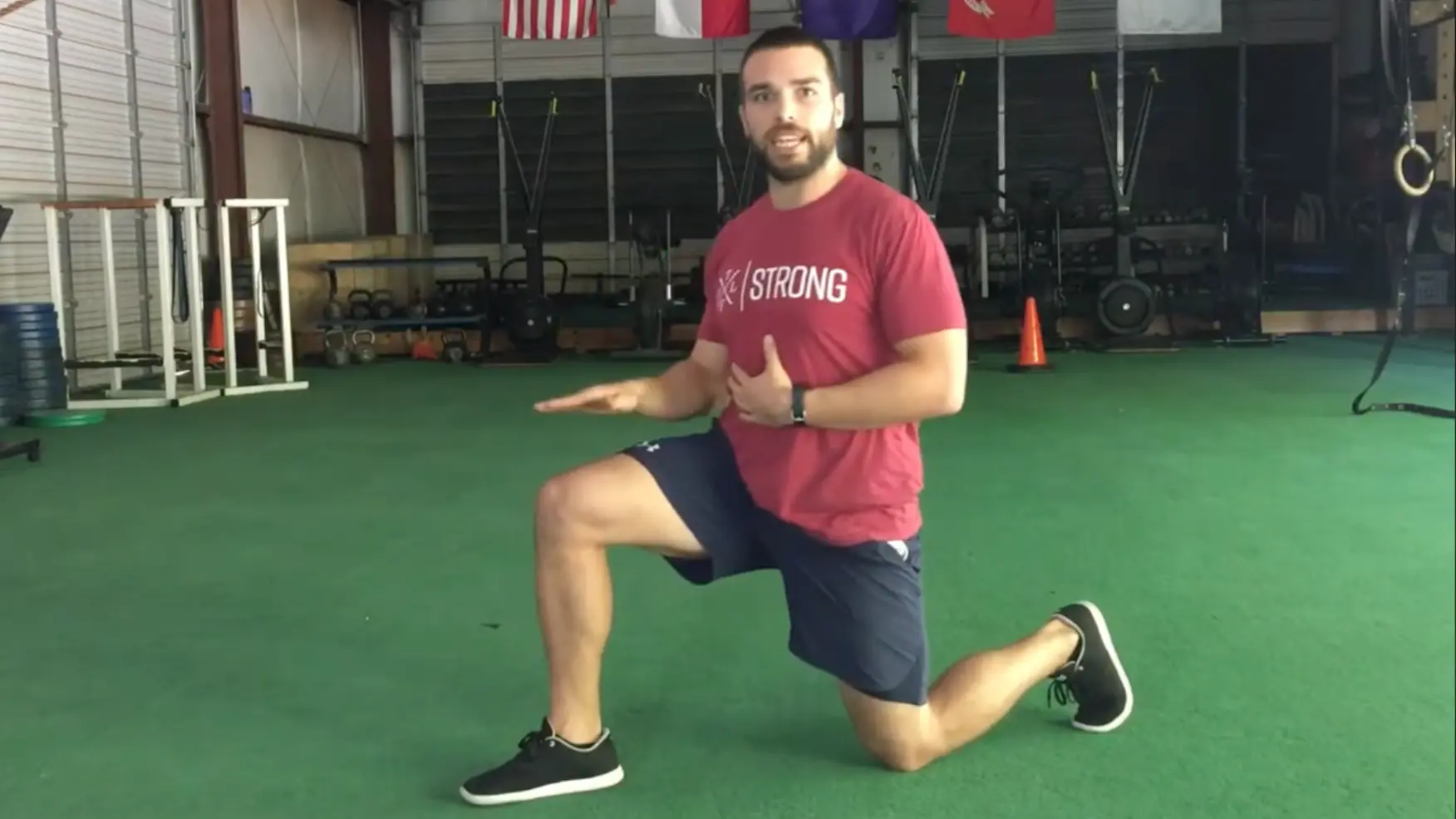 Held position showing core engagement and rib control.