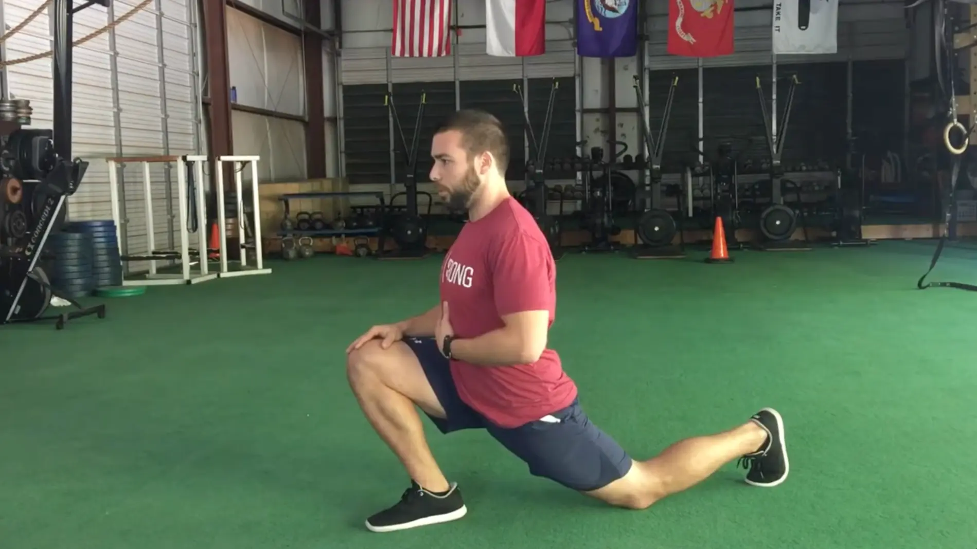 Held position showing core engagement and rib control.