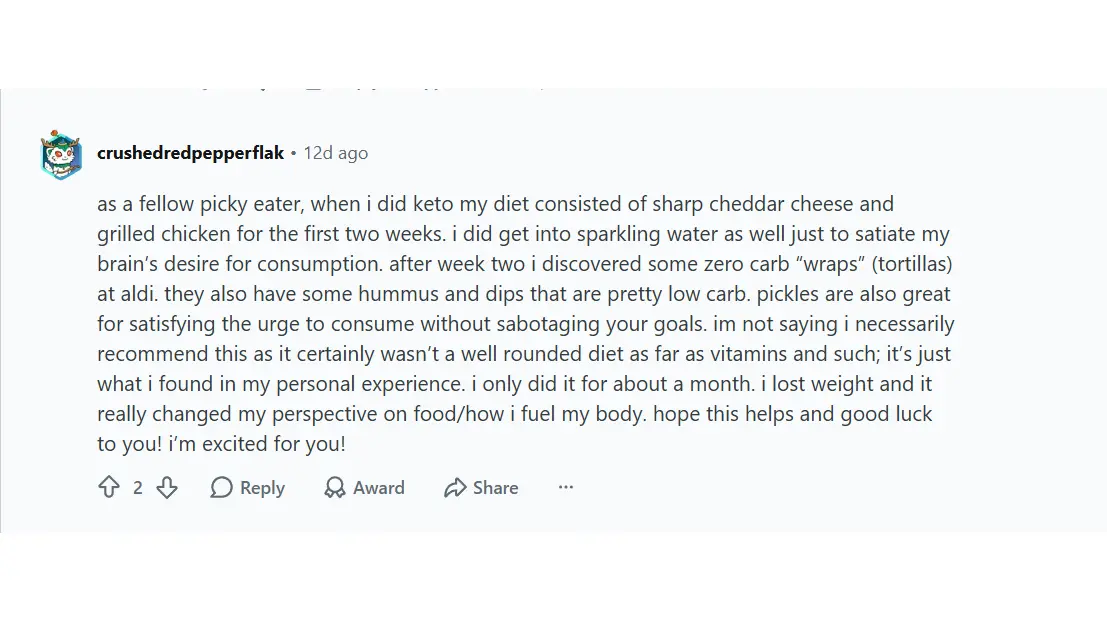 reddit comment about low carb hummus and keto snack ideas