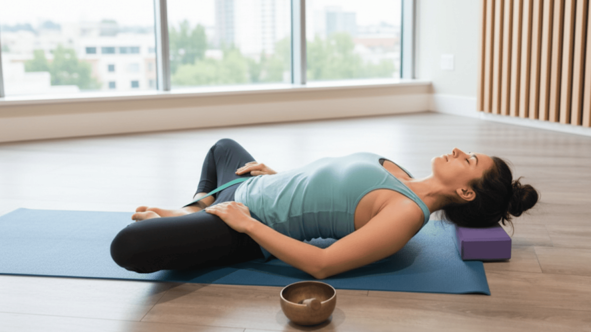 10 reclining bound angle pose supta baddha konasana