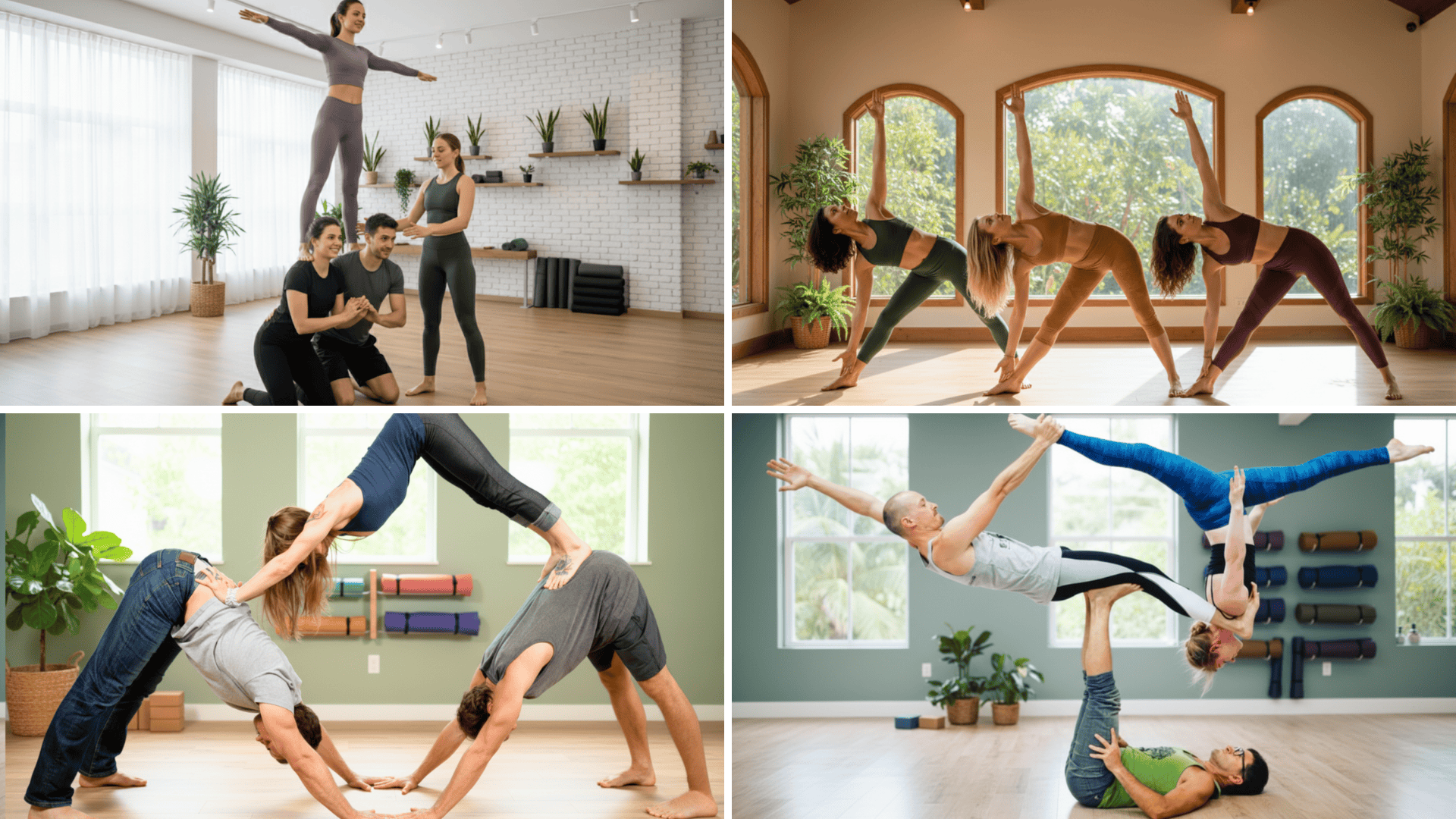 three people yoga poses