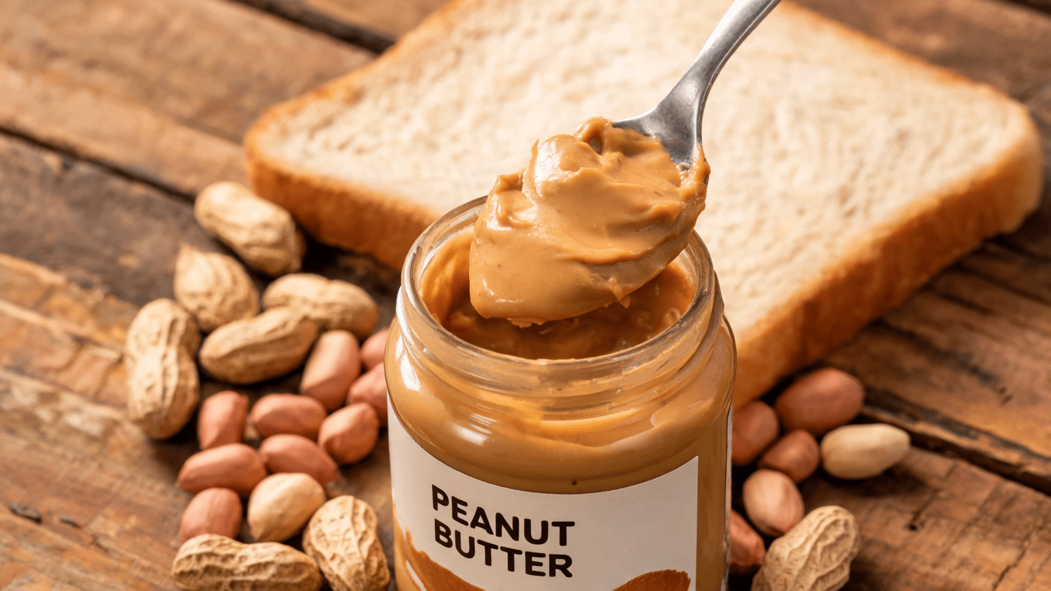 A jar of creamy peanut butter