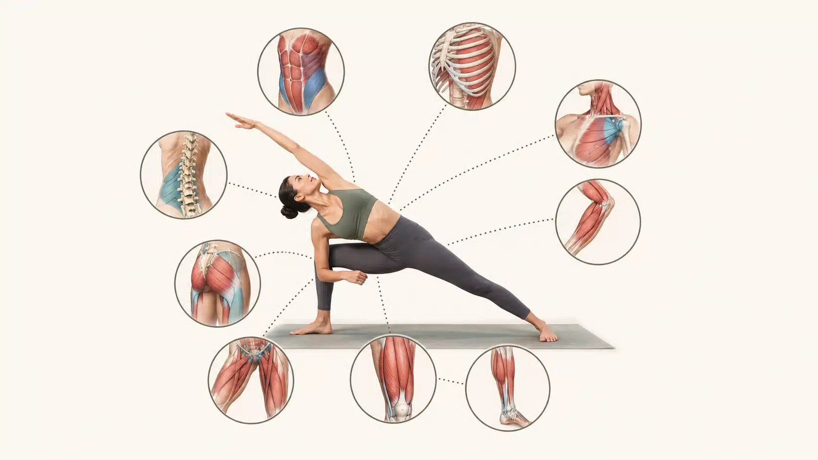 extended side angle pose anatomy muscle illustration