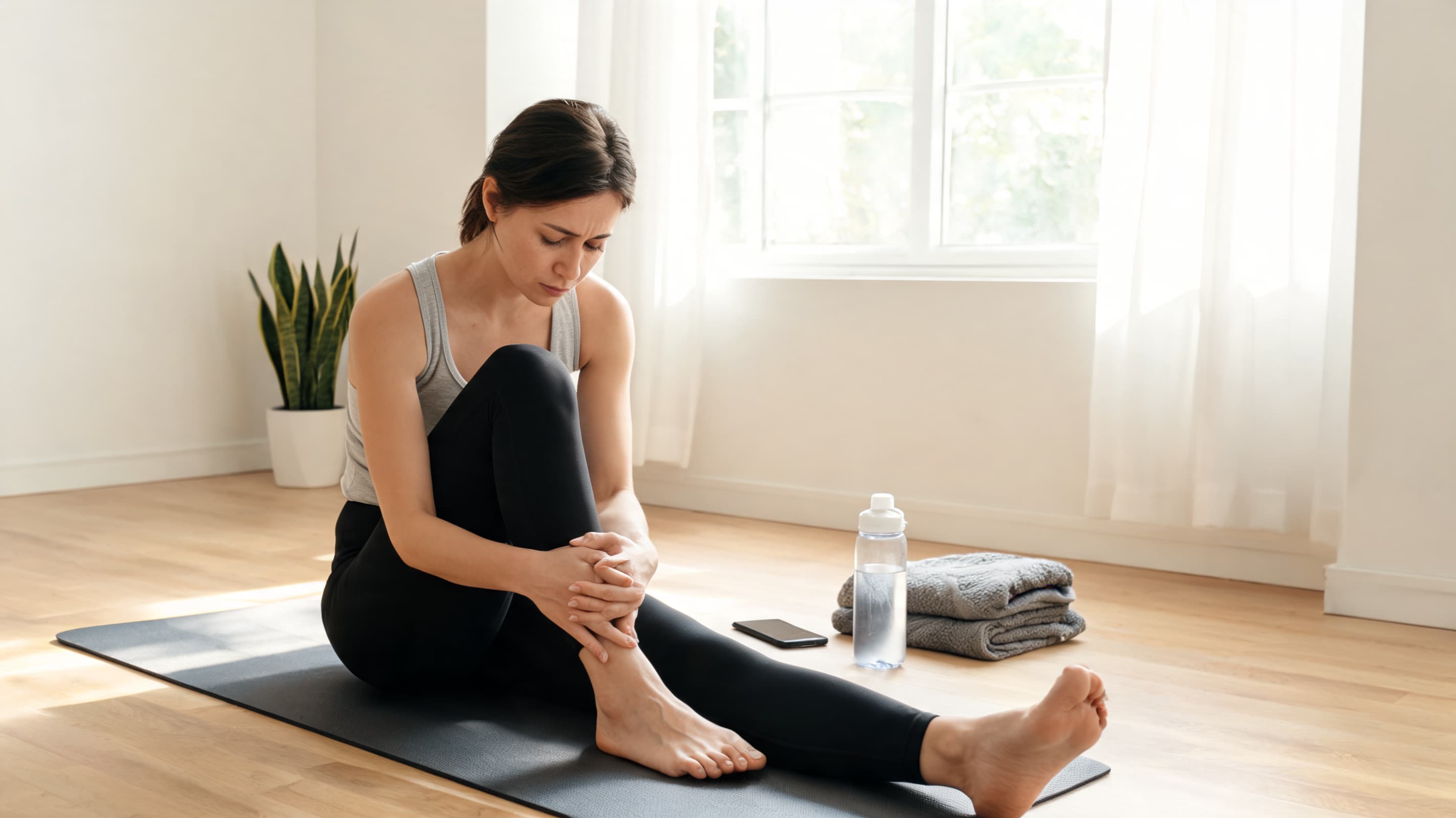 yoga for sciatica person sitting tensed