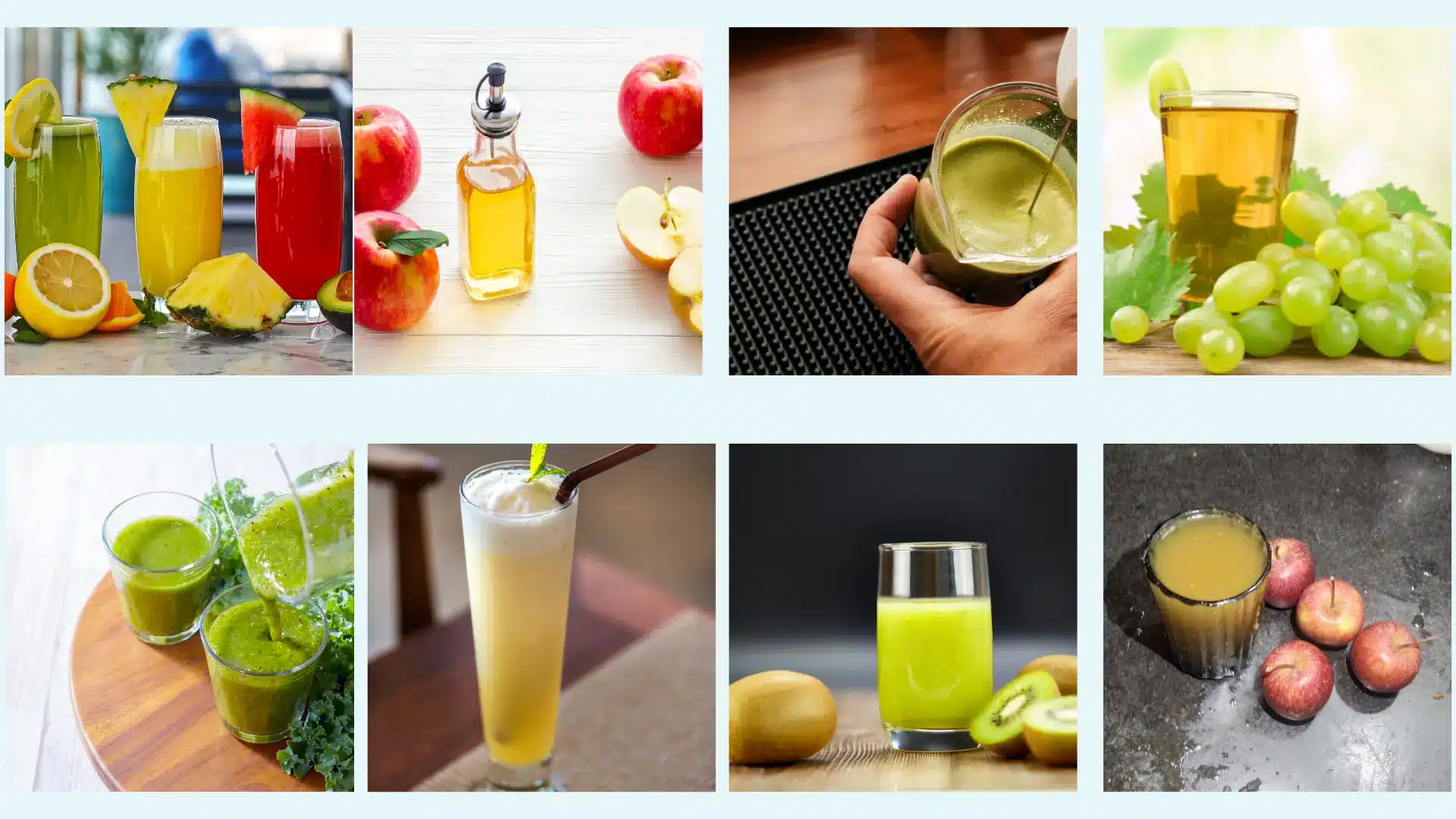 detox juice recipes featuring green, citrus, beet, and tropical bases to support daily hydration and immunity