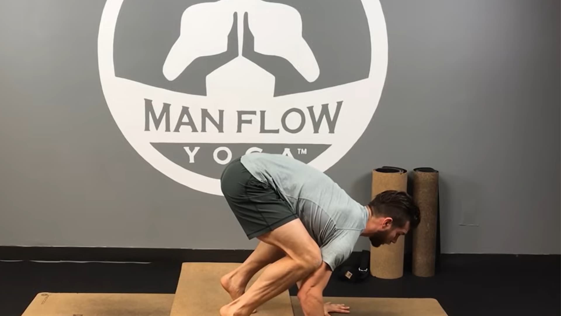 lean forward onto your hands while engaging core and squeezing legs to maintain control