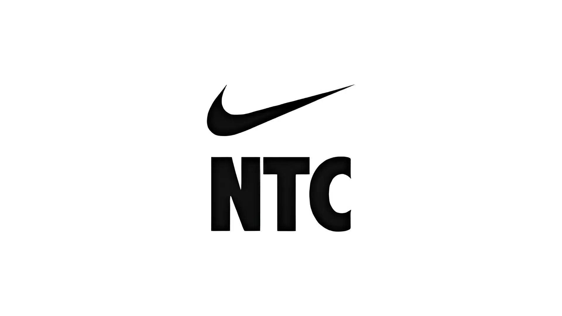 nike training club logo with black swoosh above bold ntc letters on a white background