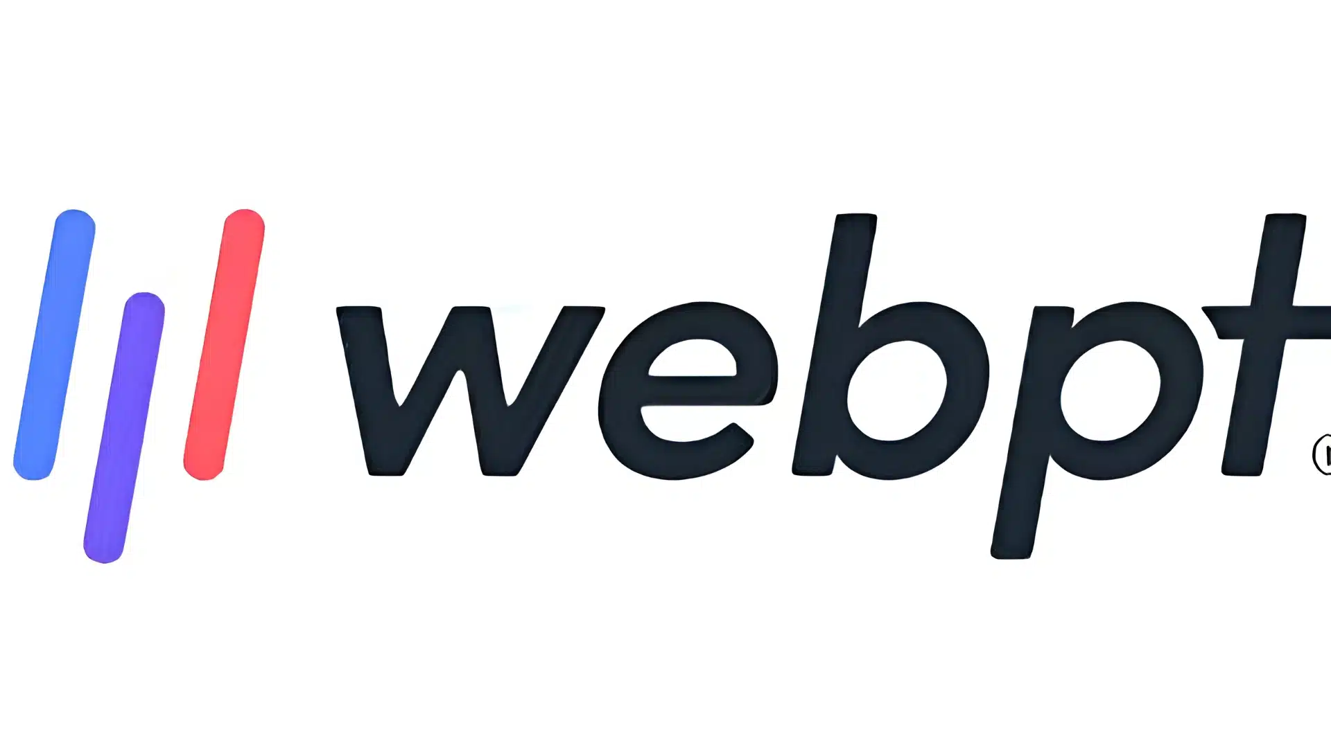 webpt logo with blue purple and red vertical mark beside dark italic wordmark