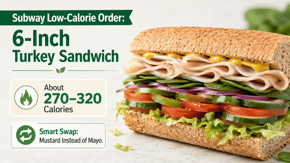 low-calorie fast food subway turkey sandwich with fresh vegetables, mustard and wheat bread meal