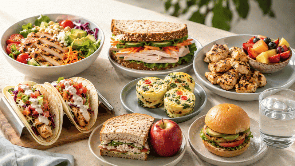 low-calorie fast food under 500 calories with healthy chain meals for weight loss on a table