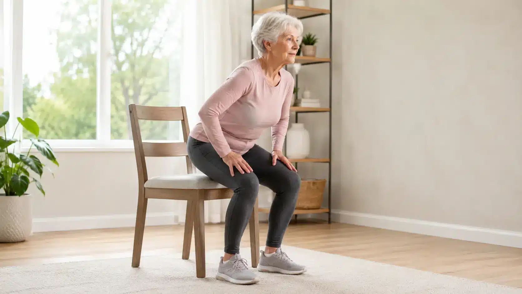 older adult using hands on thighs