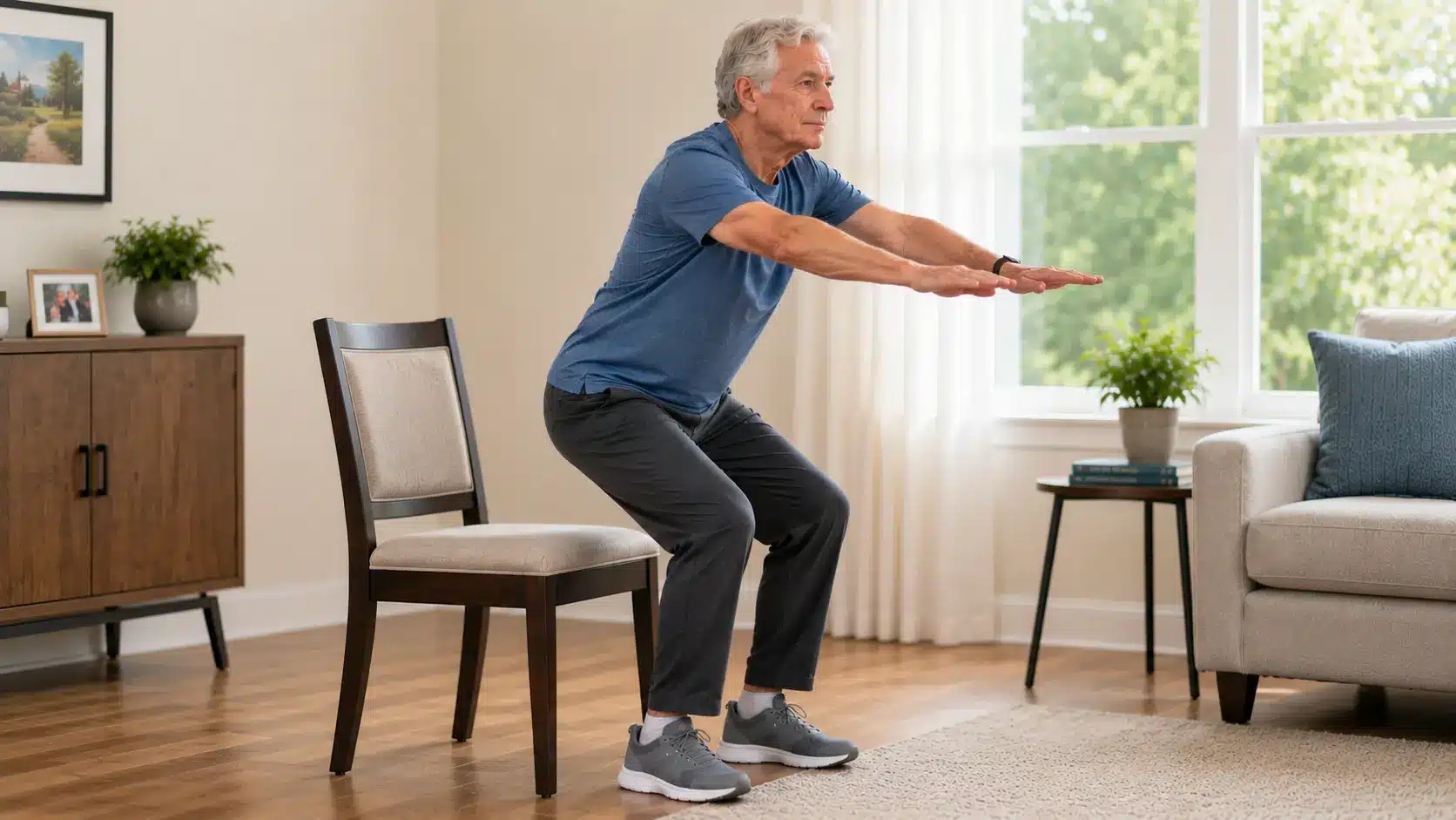 slow lowering sit to stand